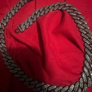 Elegant Black Gold Chain Necklace with sparkling cz’s 18" 10mm